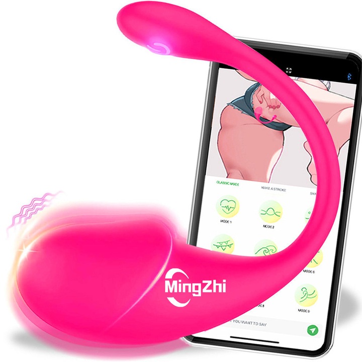 Vibrator, MingZhi®, control aplicatie, produse sexuale, vibrator ricochet, purtabil, stimulare vaginala, Vibratoare pentru femei, roz