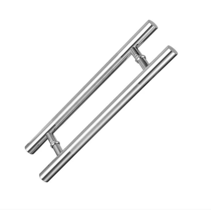 H típusú rozsdamentes acél fogantyú, kétoldali, H-600mm, Int-425mm, D32mm, 90 fokos markolat, szatén bevonat
