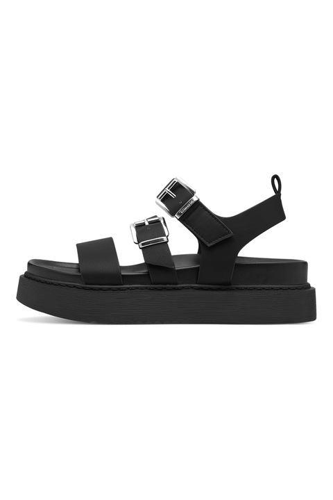 Tamaris, Sandale cu platforma si barete, Negru