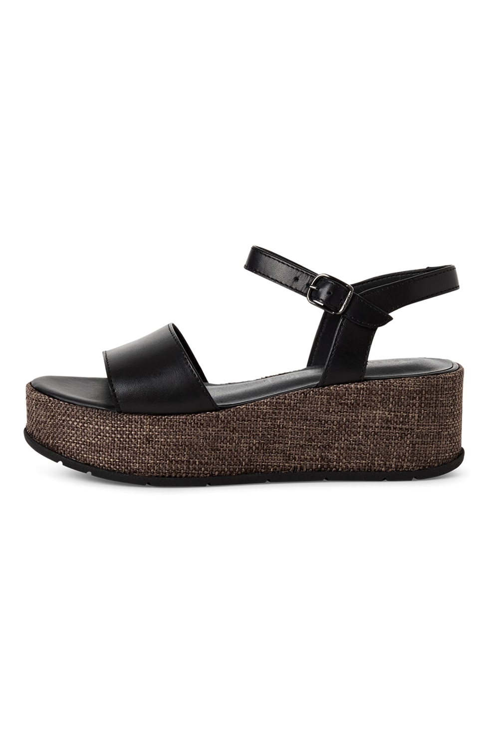 Tamaris, Sandale wedge din piele, Negru, 38