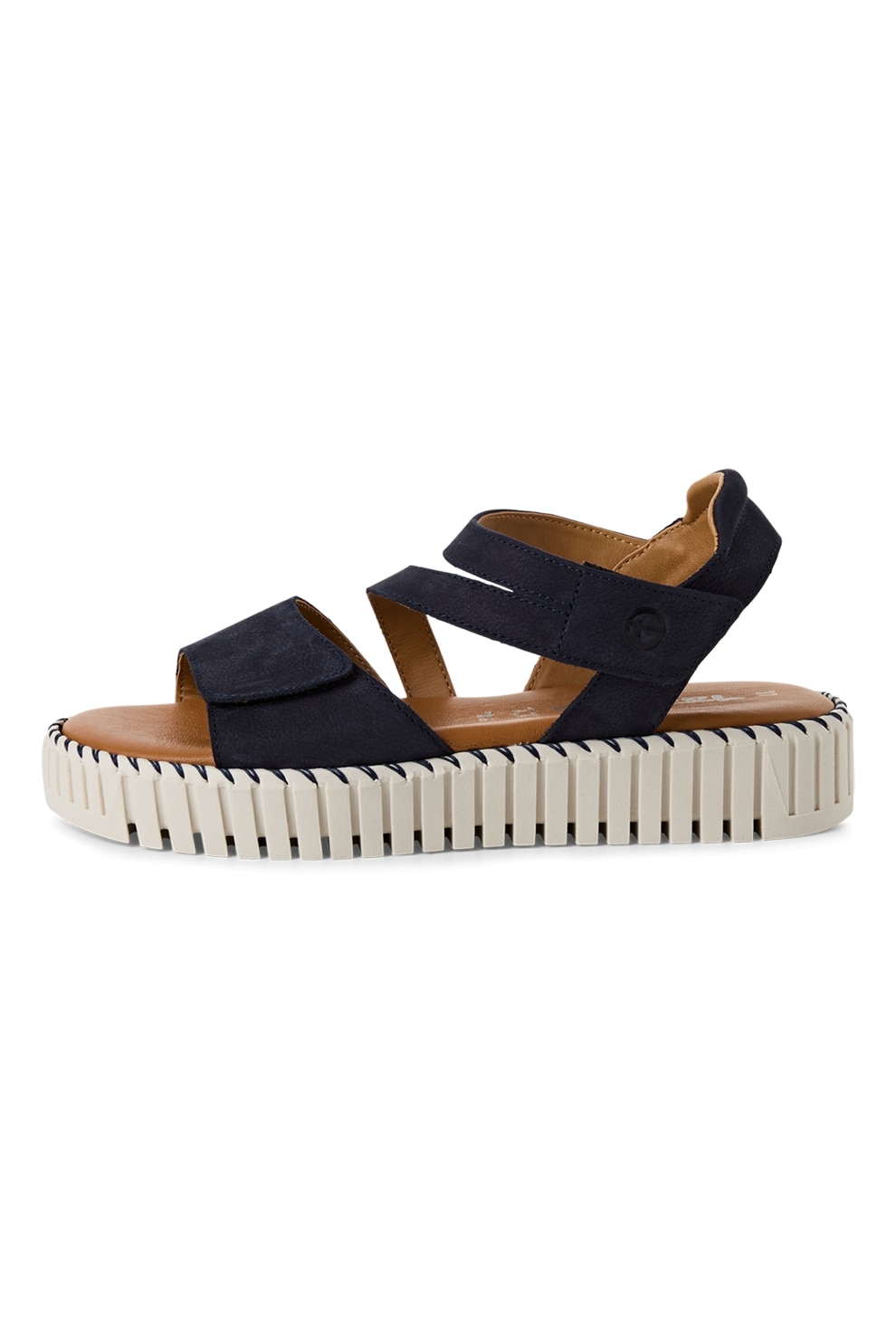 Tamaris, Sandale cu velcro si detalii de piele, Bleumarin, 36