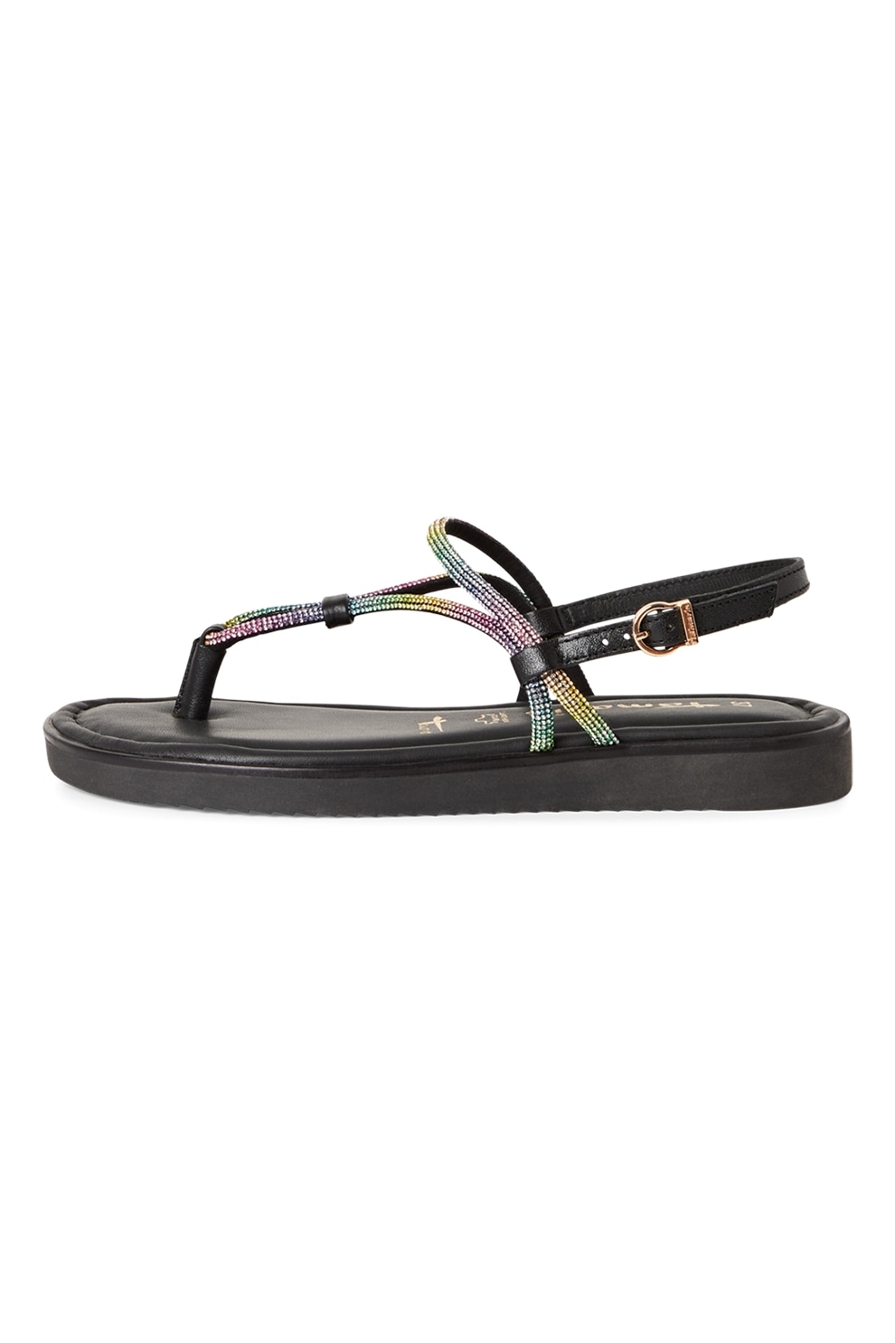 Tamaris, Sandale slingback cu detalii de piele, Verde, Negru, Galben, 37