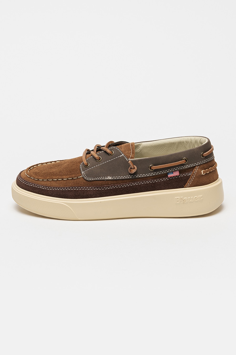 Blauer, Pantofi boat de piele intoarsa, Maro, 43