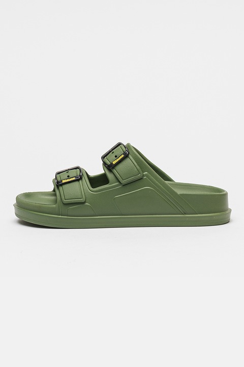 Blauer, Papuci cu barete cu catarama Holley, Negru/Galben/Verde aquamarin