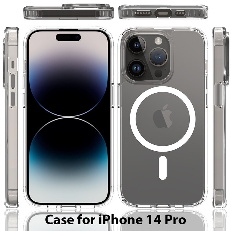 Husa de Protectie, MagSafe, Compatibil iPhone 14 Pro, impermeabil, Antizgarieturi, Anticadere, Anti-coliziune pe patru laturi si absorbtie a socurilor, transparent