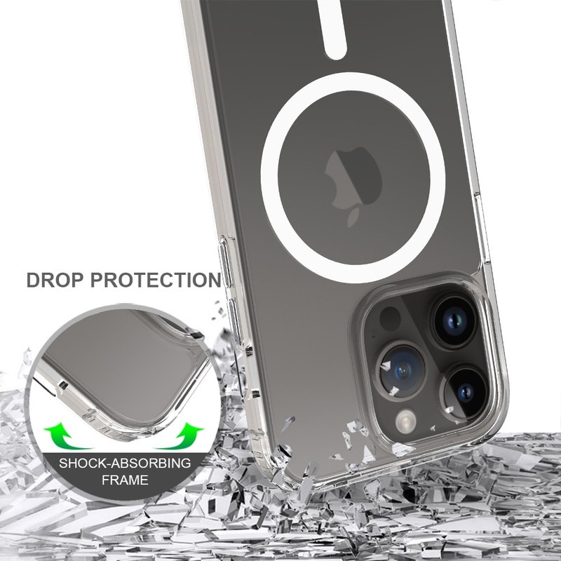 Husa de Protectie, MagSafe, Compatibil iPhone 14 Pro, impermeabil, Antizgarieturi, Anticadere, Anti-coliziune pe patru laturi si absorbtie a socurilor, transparent