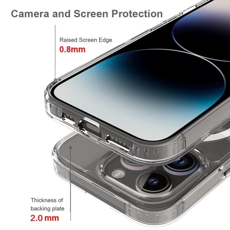 Husa de Protectie, MagSafe, Compatibil iPhone 14 Pro, impermeabil, Antizgarieturi, Anticadere, Anti-coliziune pe patru laturi si absorbtie a socurilor, transparent