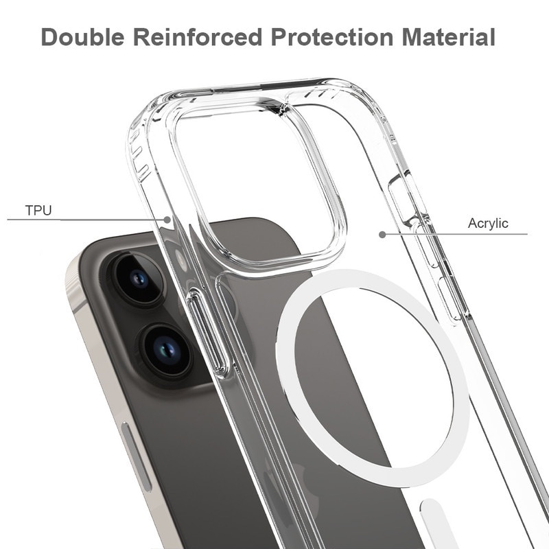 Husa de Protectie, MagSafe, Compatibil iPhone 14 Pro, impermeabil, Antizgarieturi, Anticadere, Anti-coliziune pe patru laturi si absorbtie a socurilor, transparent
