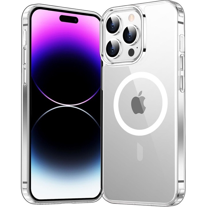 ASMETEN telefontok iPhone 14 Pro Max telefonhoz, átlátszó, ütésálló, MagSafe kompatibilis