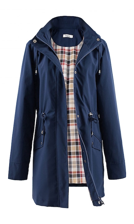 Elegáns női kabát, poncsó kapucnival, XS méret, kék