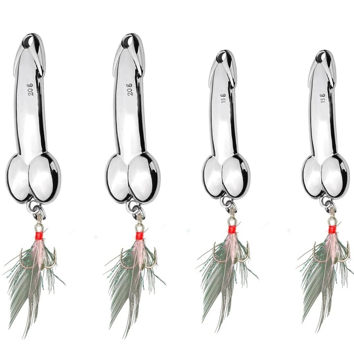 Комплект от 4 изкуствени примамки, за мека примамка, щука, костур, пъстърва, шаран, прясна/солена вода, сребро