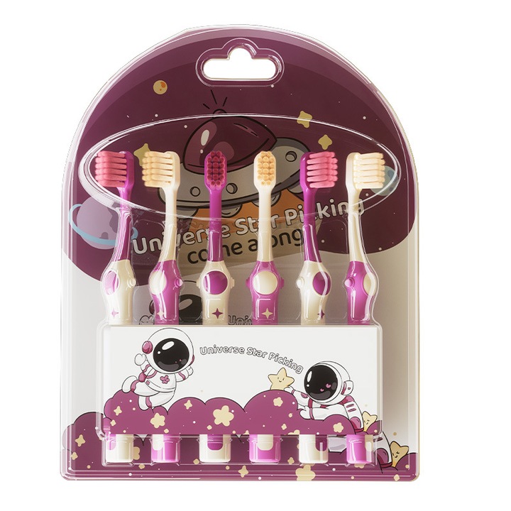 6db gyerek fogkefe készlet, yingshuijing, kis fej, ultrapuha, többszínű