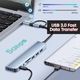 Адаптер Хъб USB Type-C 3.0 Multiport 8-in-1 - 3.5 mm Jack Audio, 3 x USB 2.0 Type-A, 1 x USB 3.0 Type-A, SD/TF Card Reader, 1 x USB 3.0 Type-C data, Докинг станция Лаптоп Apple MacBook Air/Pro, Lenovo, Dell, HP, Asus, Acer, Chromebook, Таблет, Сив