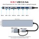 Адаптер Хъб USB Type-C 3.0 Multiport 8-in-1 - 3.5 mm Jack Audio, 3 x USB 2.0 Type-A, 1 x USB 3.0 Type-A, SD/TF Card Reader, 1 x USB 3.0 Type-C data, Докинг станция Лаптоп Apple MacBook Air/Pro, Lenovo, Dell, HP, Asus, Acer, Chromebook, Таблет, Сив