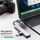 Адаптер Хъб USB Type-C 3.0 Multiport 8-in-1 - 3.5 mm Jack Audio, 3 x USB 2.0 Type-A, 1 x USB 3.0 Type-A, SD/TF Card Reader, 1 x USB 3.0 Type-C data, Докинг станция Лаптоп Apple MacBook Air/Pro, Lenovo, Dell, HP, Asus, Acer, Chromebook, Таблет, Сив