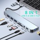 Адаптер Хъб USB Type-C 3.0 Multiport 8-in-1 - 3.5 mm Jack Audio, 3 x USB 2.0 Type-A, 1 x USB 3.0 Type-A, SD/TF Card Reader, 1 x USB 3.0 Type-C data, Докинг станция Лаптоп Apple MacBook Air/Pro, Lenovo, Dell, HP, Asus, Acer, Chromebook, Таблет, Сив