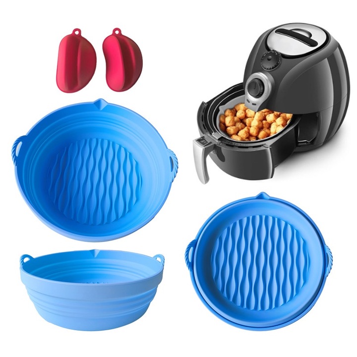 2 db szilikon air fryer tartó készlet, 3qt-5qt kompatibilis, hőálló, sárga