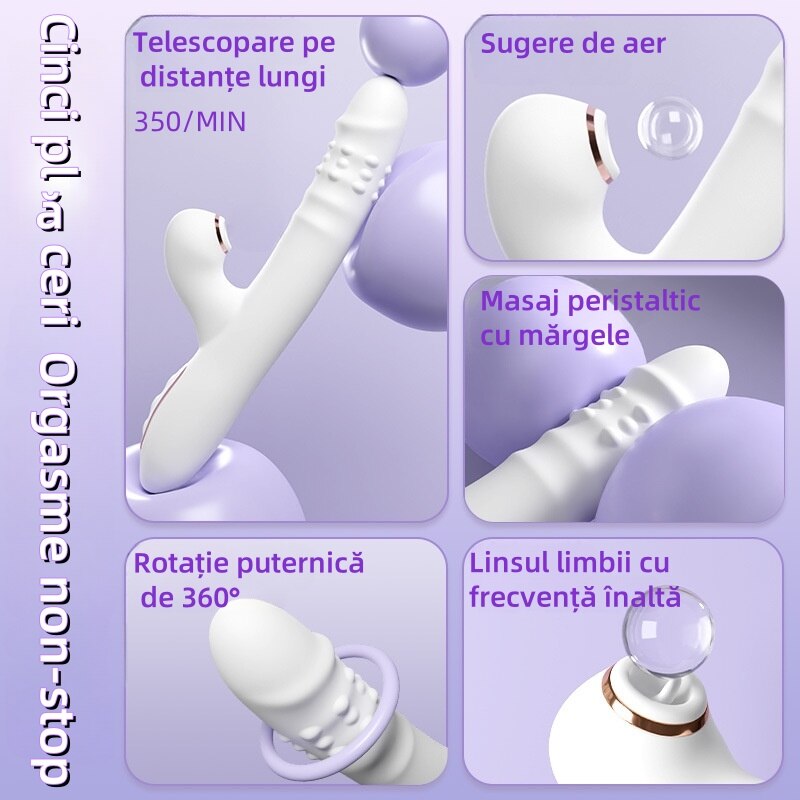 Vibrator pentru masturbare feminina, jucarie sexuala pentru adulti, cinci  frecvente inalte, punct G si stimulare a clitorisului, rezistent la apa,  mic si portabil, alb