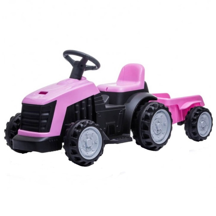 Tractor electric cu remorca pentru copii TR1908T, Roz
