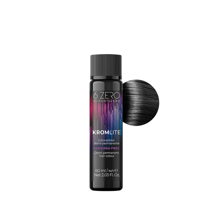 Vopsea demi-permanenta pentru par fara amoniac 6.Zero Kromlite 1 Negru 60 ml
