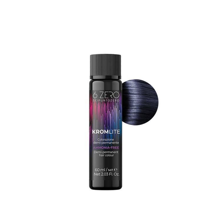 Vopsea demi-permanenta pentru par fara amoniac 6.Zero Kromlite 1.1 Negru albastrui 60 ml