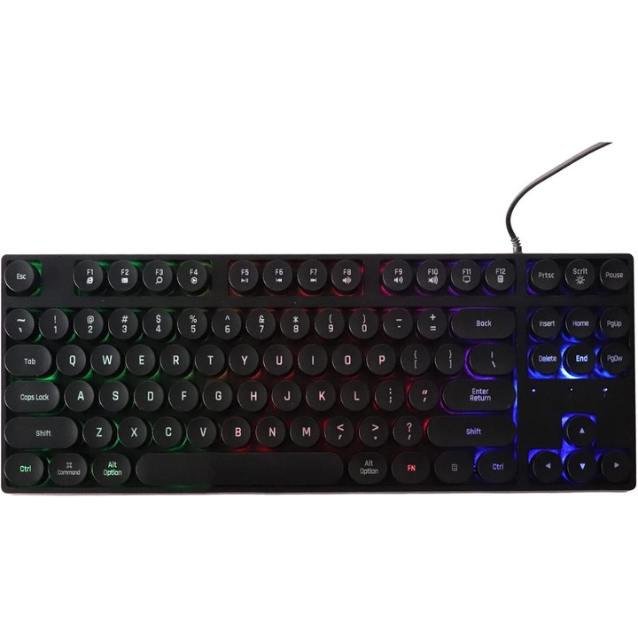 Tastatura Jertech 60%, Ergonomica, RGB, Negru, Gaming