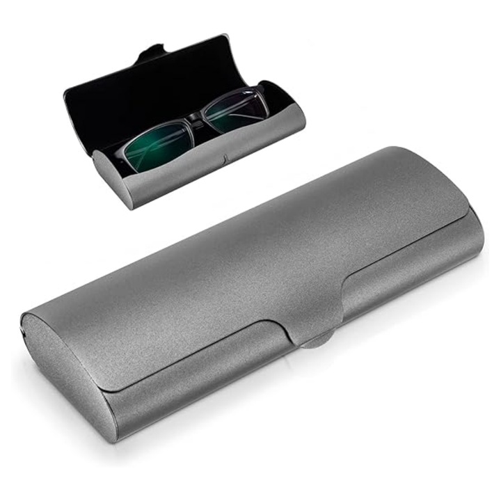 Etui pentru ochelari, MunDeir, aluminiu, 15.4x5.8x2.7cm, gri
