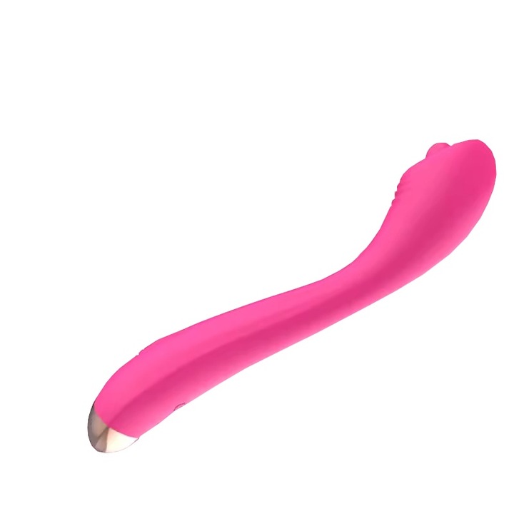 Rózsaszín vibrátor, 10 vibrációs mód, szilikon, 17,4x3 cm, tápkábel és kézikönyv