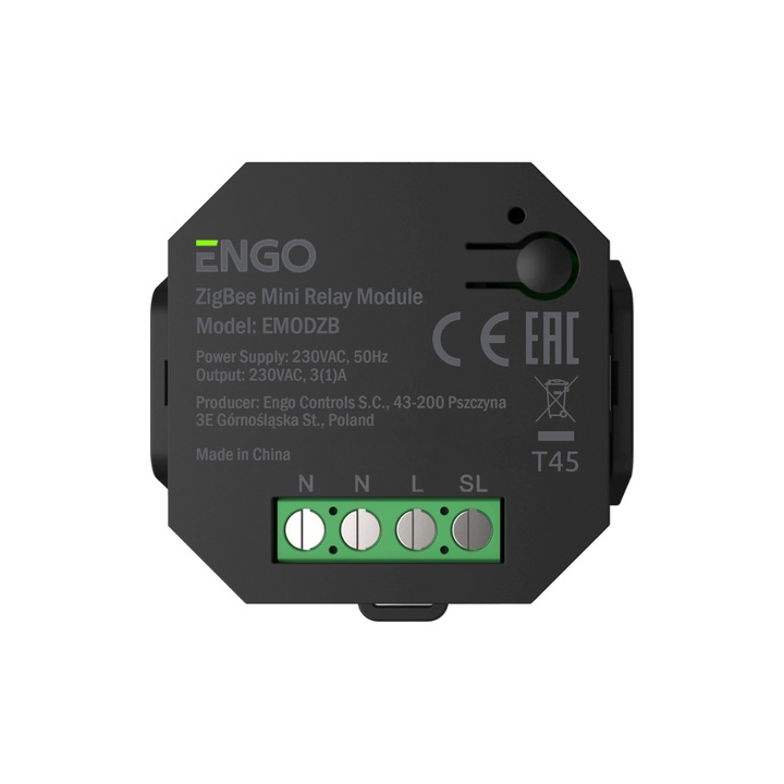 Modul releu ENGO EMOD-ZB, ZigBee 3.0, 230V, funkciója: ismétlő