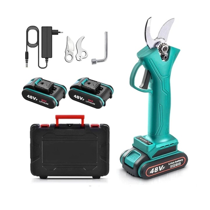 Foarfeca Electrica - 2 Acumulatori 48V, Tuns Gradina, Pomi, Vie sau Crengi