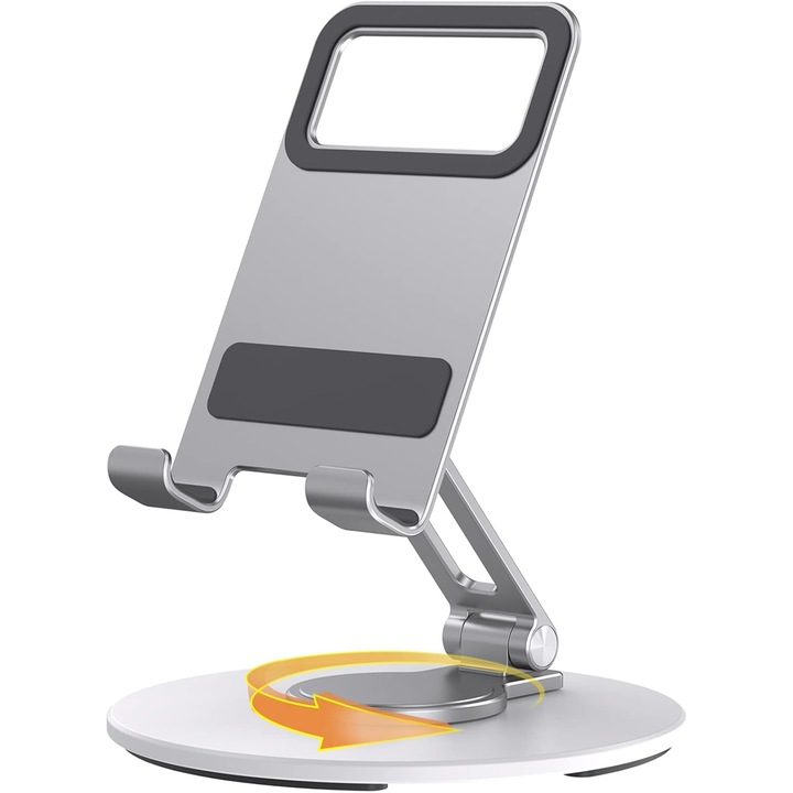 360°-ban forgatható telefontartó, Wacorresi, alumínium, állítható, szürke