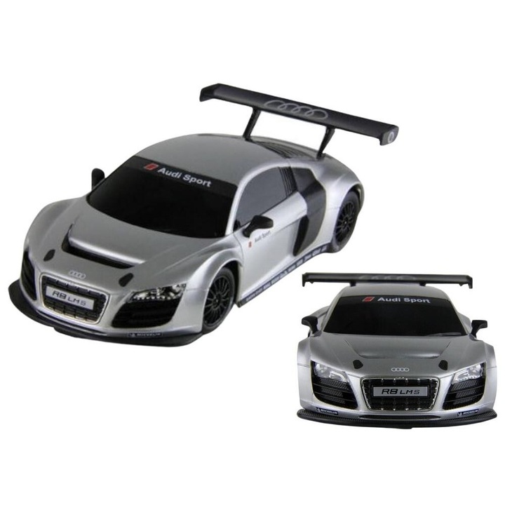 Masinuta R/C Audi R8 LMS, 1:24, argintie, 35x10x9cm, set cu telecomanda