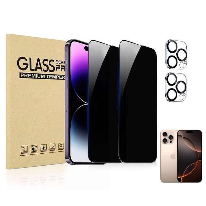 2 db kis képernyő- és kameralencsevédő készlet iPhone 14 Pro Max készülékhez, átlátszó, 0,33 mm