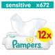 Servetele umede Pampers Sensitive Baby, 12 pachete x 56, 672 bucati