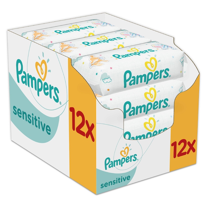 Servetele umede Pampers Sensitive Baby, 12 pachete x 56, 672 bucati