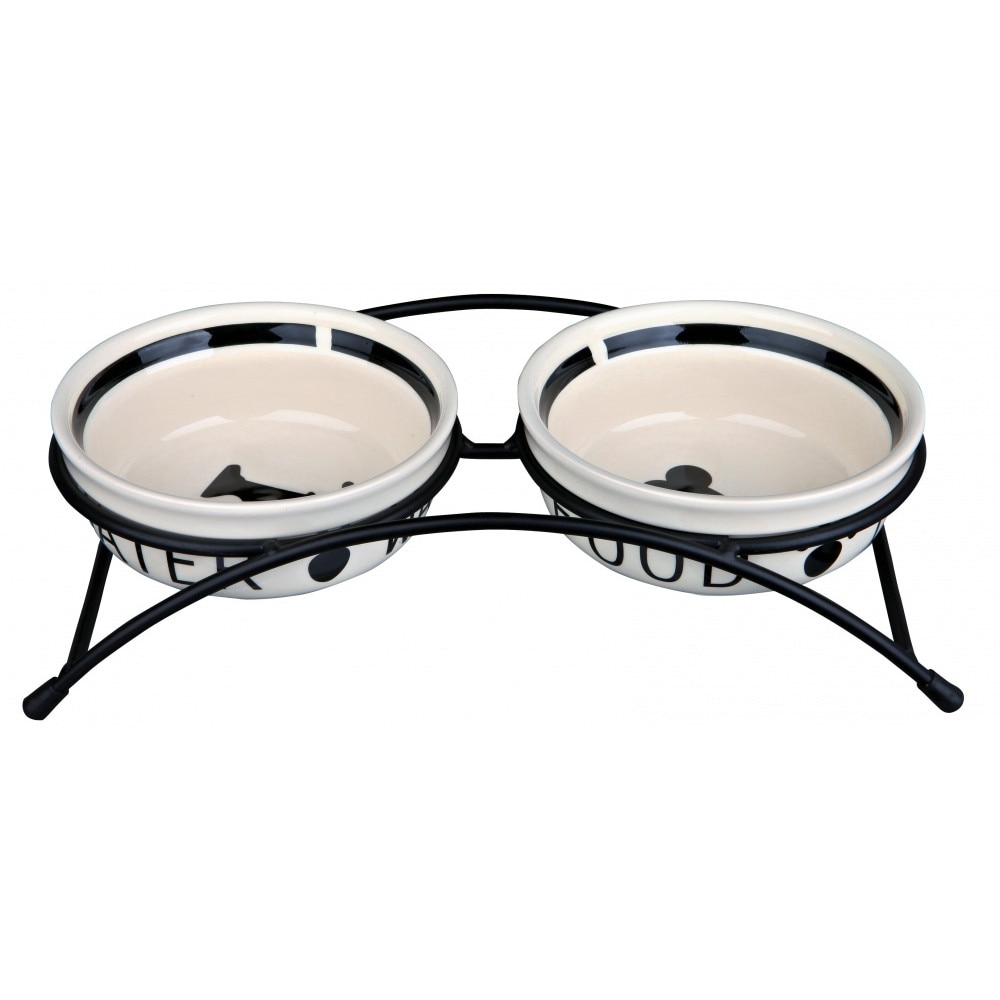 Set 2 castrone ceramice in suport Trixie, 2x0.25 l, ø13 cm