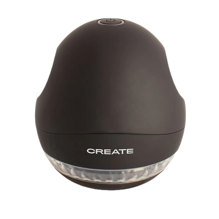 Aparat de curatat scame CREATE, Lint Remover, 1000 rpm, curatare eficienta a tuturor tipurilor de tesaturi, portabil, forma ergonomica, sistem de siguranta, incarcare USB, negru