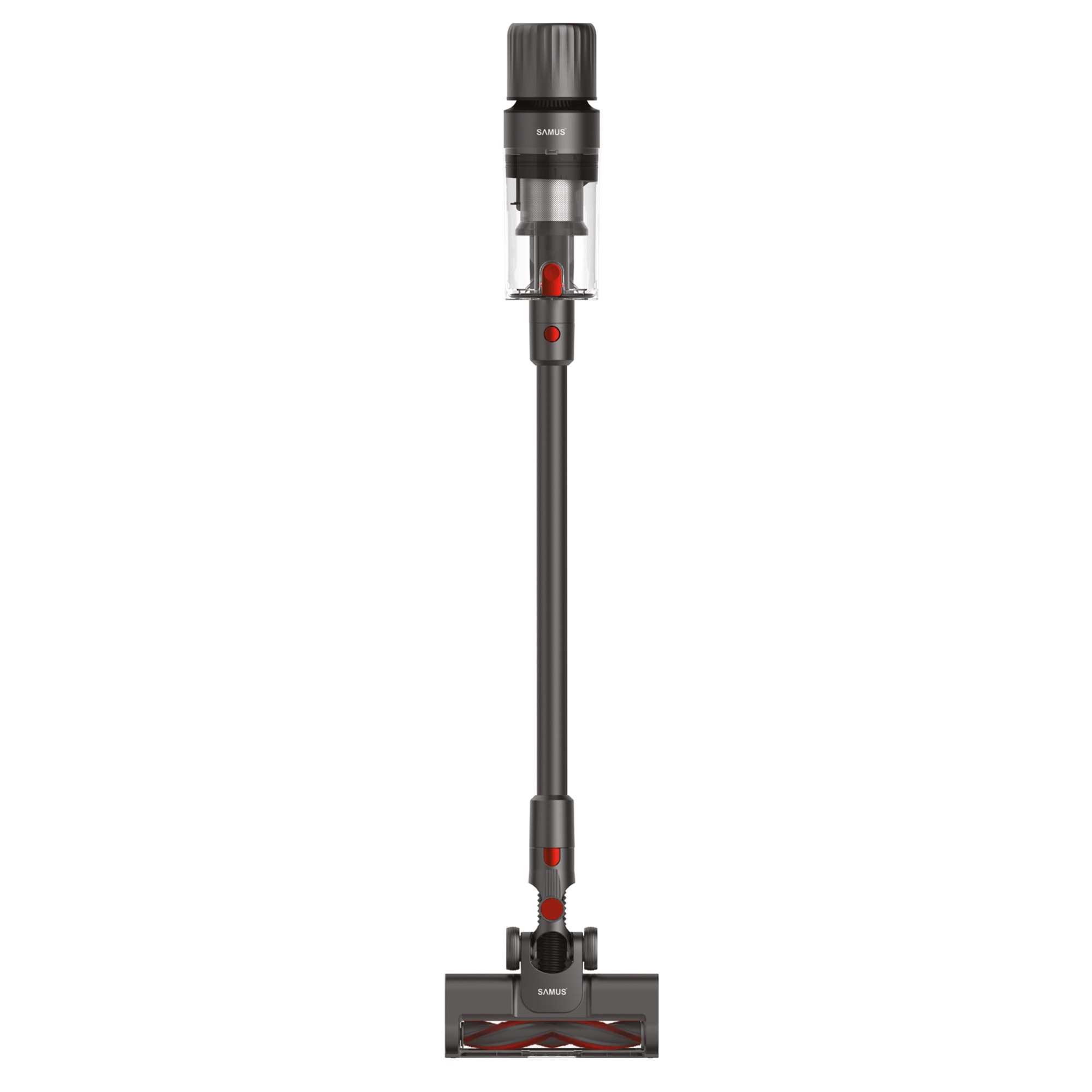 Aspirator vertical fara fir 2 in 1 Samus Storm Air Force, 2 trepte de putere (Eco / Turbo), Putere de aspirare max. 24 kPa (90 W), Recipient colectare 650 ml, Gri
