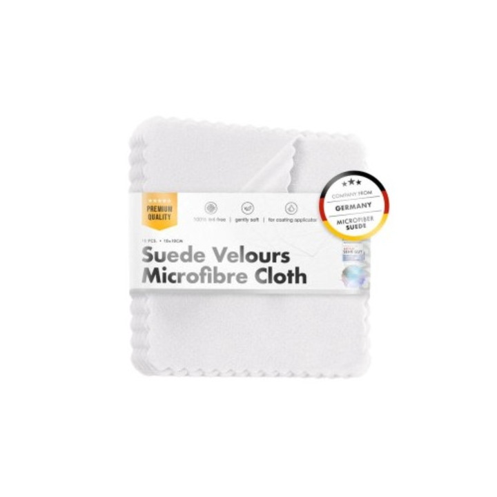Lavete aplicare protectie ceramica Chemicalworkz Suede Towel Pack 10×10cm, albe, set 10 buc
