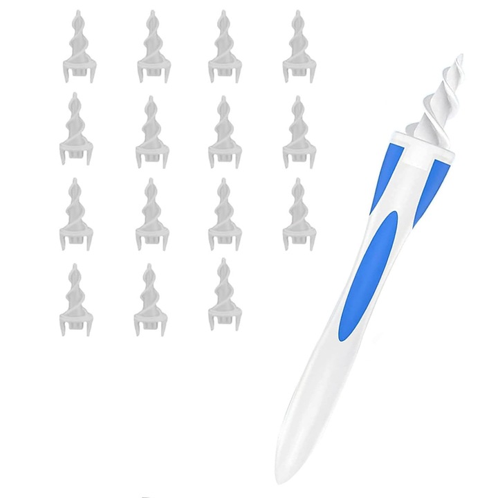 Aparat pentru Curatat Urechile, Hggzeg, Indepartarea ceara de ureche, Impermeabil, Design ergonomic, Reutilizabil, Sigur si confortabil, Rapid si eficient, Pentru copii, adulti, urechea de zi cu zi pick, TPR, 125mm, Alb