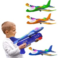 Set 3 Jucarii Zburatoare cu Lansator, Nicerpro, 3 Avioane din Spuma, Multicolor, 6-12 ani