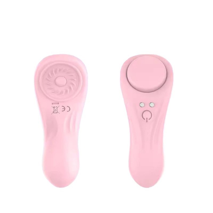 Mini vibrátor, szilikon, halvány rózsaszín, 8,1x3,3 cm, vezeték nélküli távirányítóval, vízálló, komplett készlet