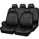 Set 9 Huse Scaune Auto, Hggzeg, Cu carlige, fermoare, Impermeabila, Constructie semi-inchisa, Compatibile cu airbag, Rabatabile, Pentru majoritatea masinilor camioane SUV-uri, PVC, 30 * 25 * 15cm, Negru intens