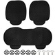 Set 3 Huse Protectie Scaun Auto Fata si Bancheta Spate, Hggzeg, Cu buzunare, Lavabila, Design din silicon anti-alunecare, Protectie matlasata pentru sezut bancheta spate, Poliester, 50 x 48cm/133 x 50cm, Negru