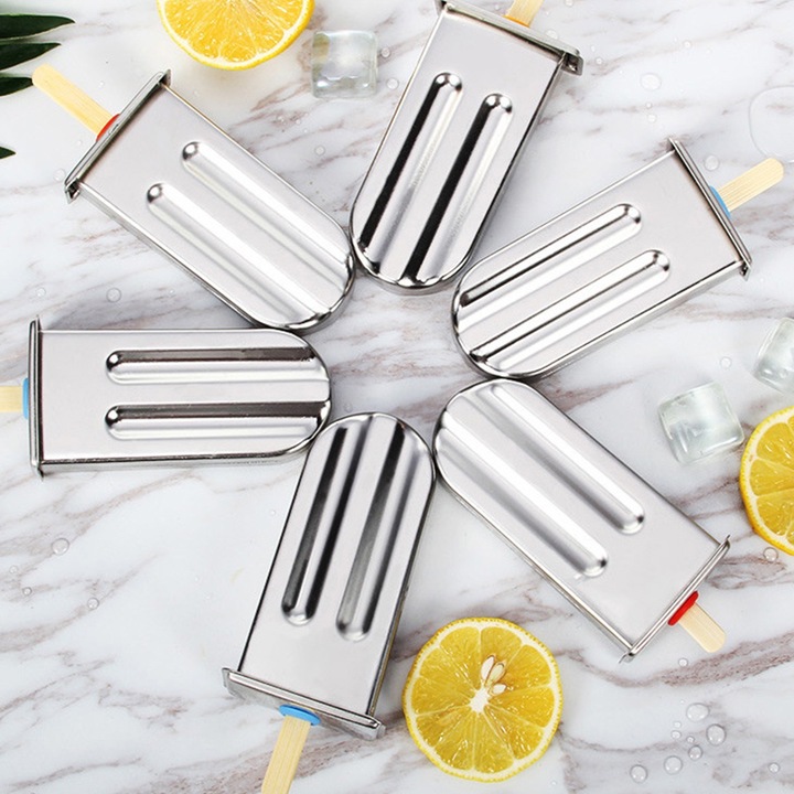 Forma prajituri din otel inoxidabil, Enforose, set cu suport din plastic, usor de curatat, multicolor