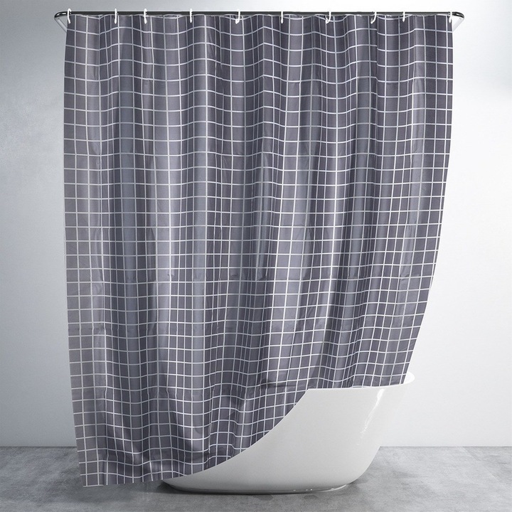 Перде, Vilde, Водоустойчиво, Peva материал, Лесен монтаж, 180 x 180 см, Сиво