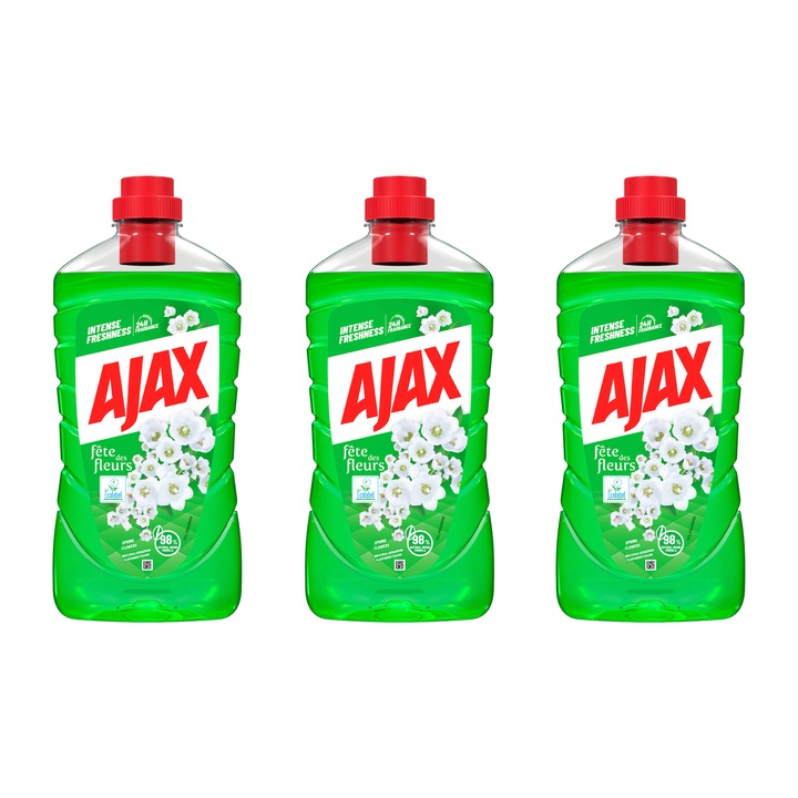 Pachet Solutie curatat pardoseli, AJAX Spring Flowers 1L X3