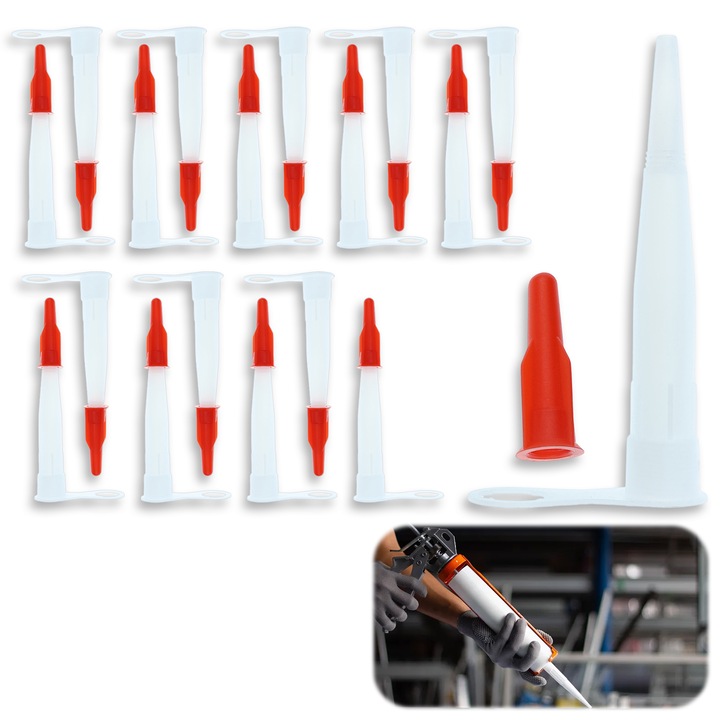 Set 20 duze pentru sigilare, Enforose, din silicon, cu capac rosu, dimensiuni 19x16x3.5cm