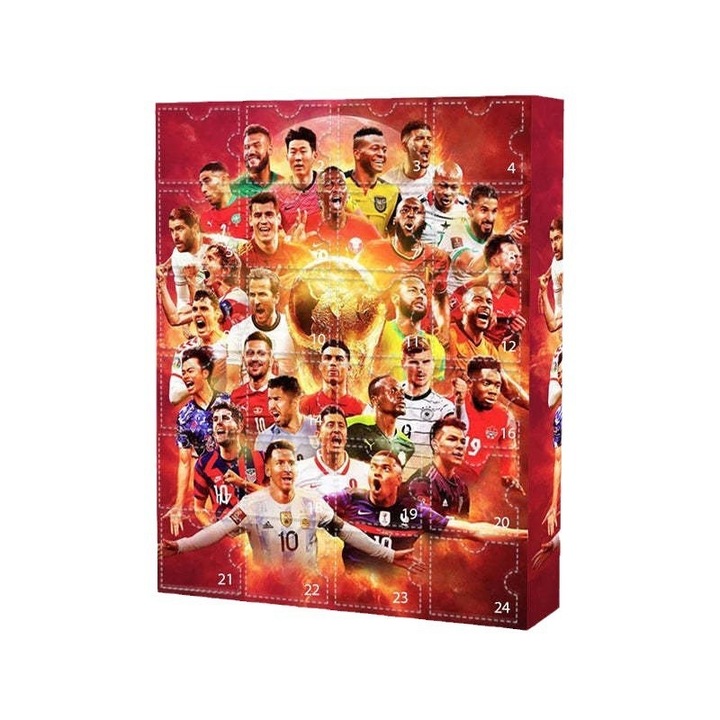 Calendar de Advent 2024, set 24 jucarii, tema fotbal, culori multicolore