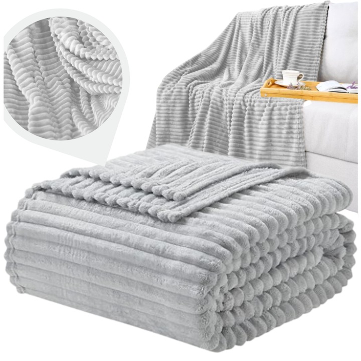 Patura ZOLTA, gri, microfibra, densitate 220g/m², 160 x 200 cm